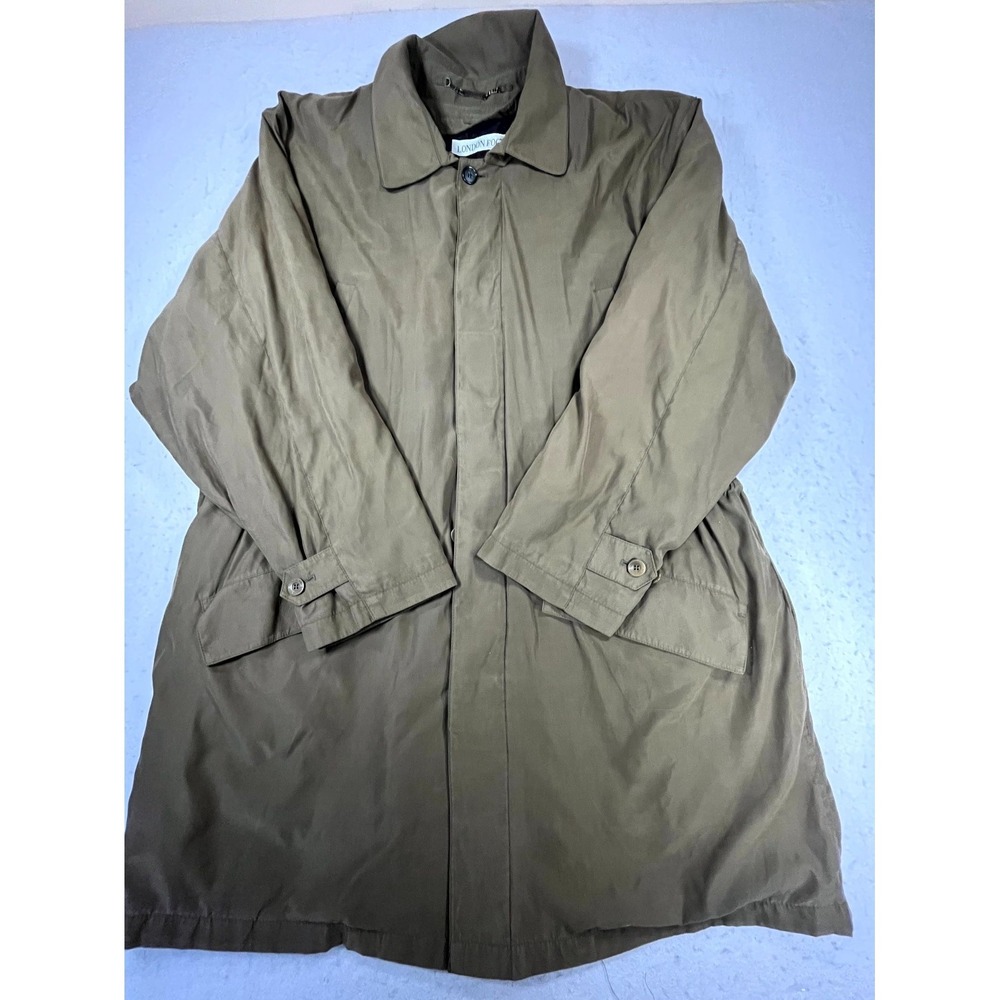 London Fog Trench Coat Womens Medium Olive Green Lined Classic Outdoor Winter